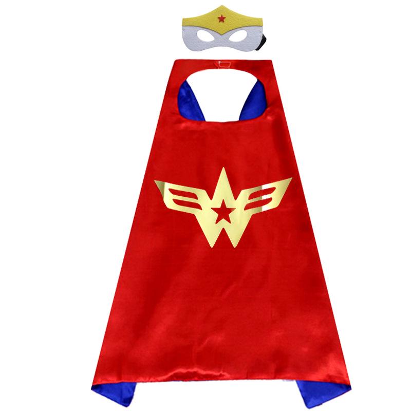 Kindertag Doppellagiger Halloween-Umhang: Captain America/Superman Cosplay Umhang, Einfarbig