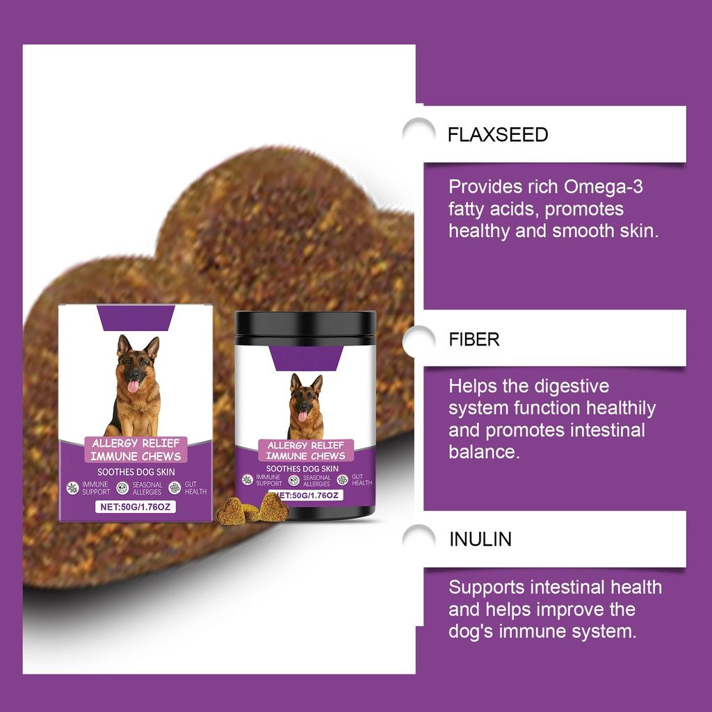 Dog Skin Relief Chewable Tablets Relief Soothes Itch Supports Immune Digestion