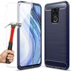 Protective Case - E.F.CONNECTION - For Redmi Note 9 - Navy Blue Silicone - Shockproof - Steel Accents