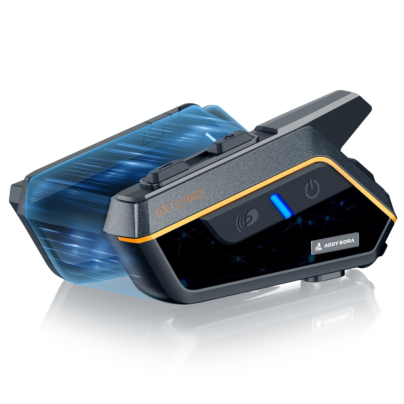 

AOOYSORA GX12 PRO Motorcycle Intercom with Magnetic Holder for Talking While Listening to Supports Simultaneous 2000M Call Mesh Bluetooth Dual синий