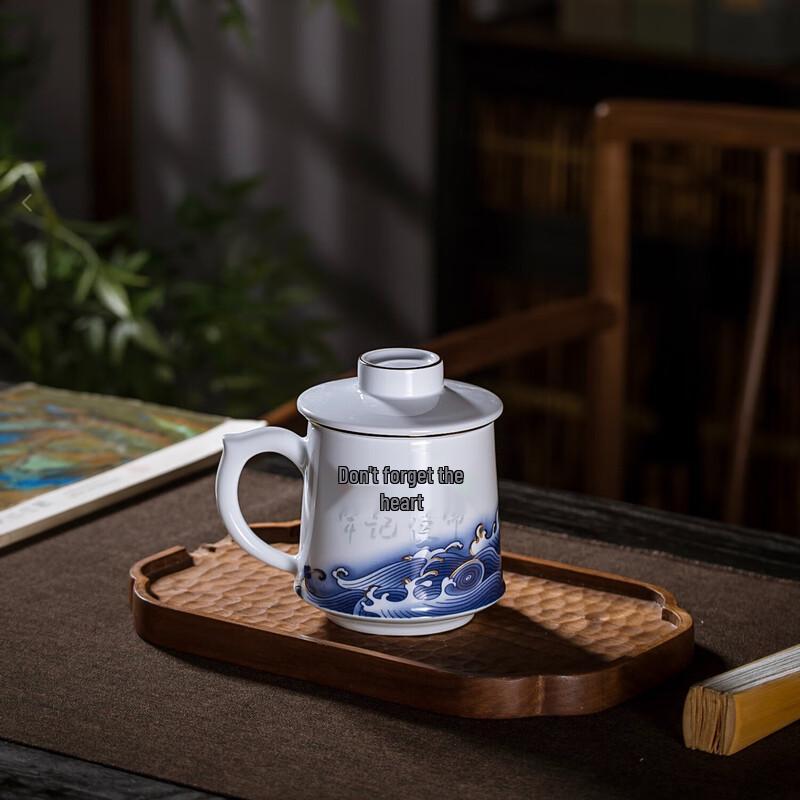 Exquisite Blue and White Ceramic Office Tea Cup
