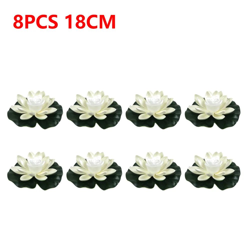 20-1Pcs Energy Saving Solar Powered Lamp Night Light LED 18cm Artifical Floating Lotus Garden Pool Pond Fountain Decoration