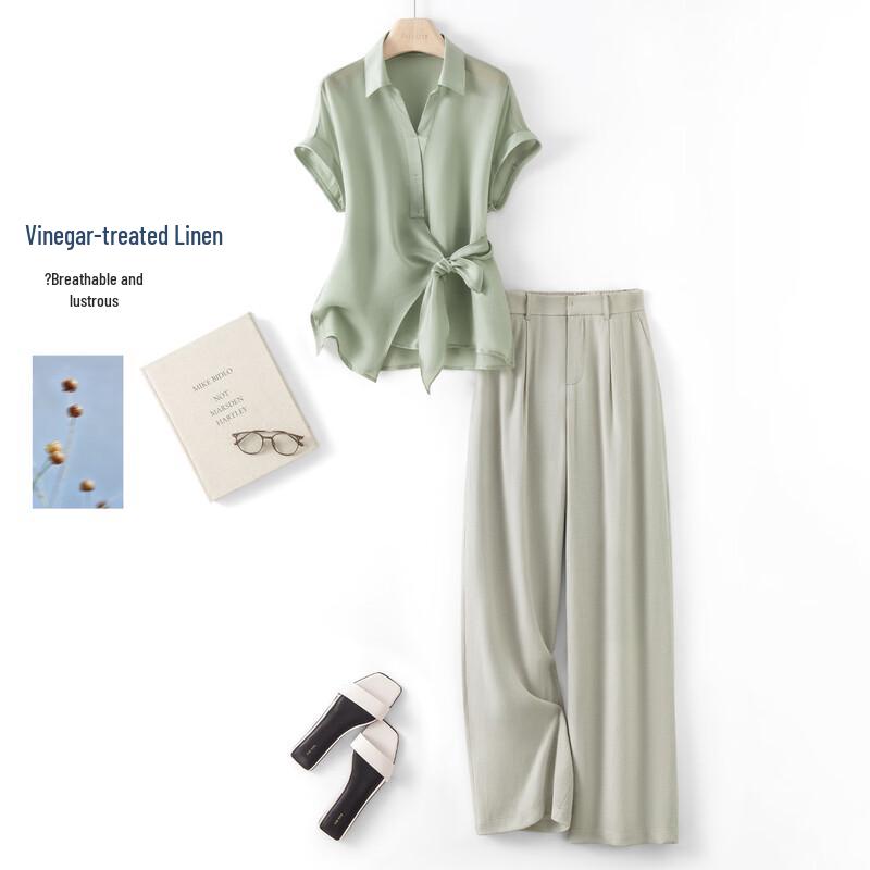 IHIMI Tencel Acetate Short-Sleeve Shirt & Long Pants Set XL