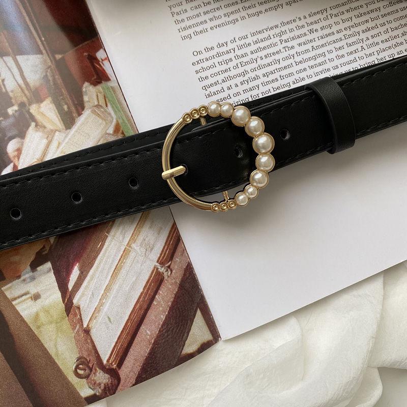

Modern Round Pearl Buckle Womens Waist Belt Simple Fashion Statement Piece For Any Outfit Choice чёрный