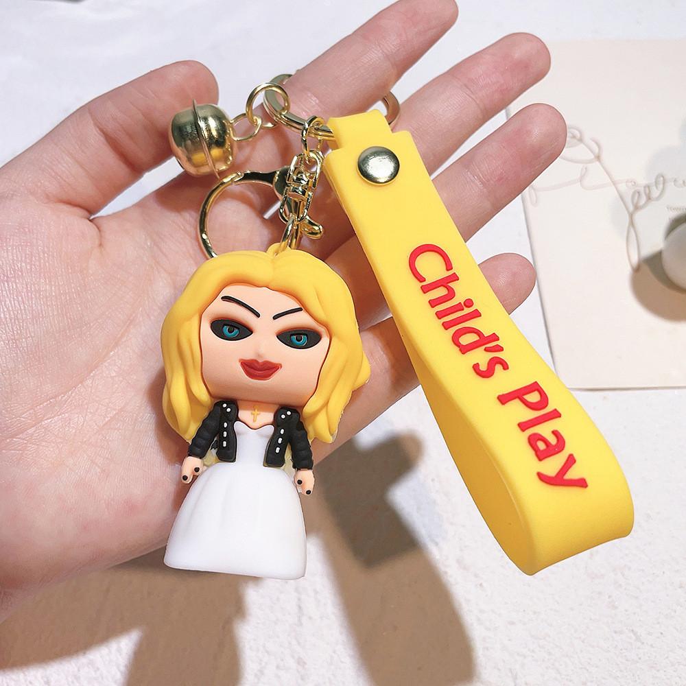 Scary Series Killer Doll Keychain Halloween Themed Silicone Keyring For Birthdays