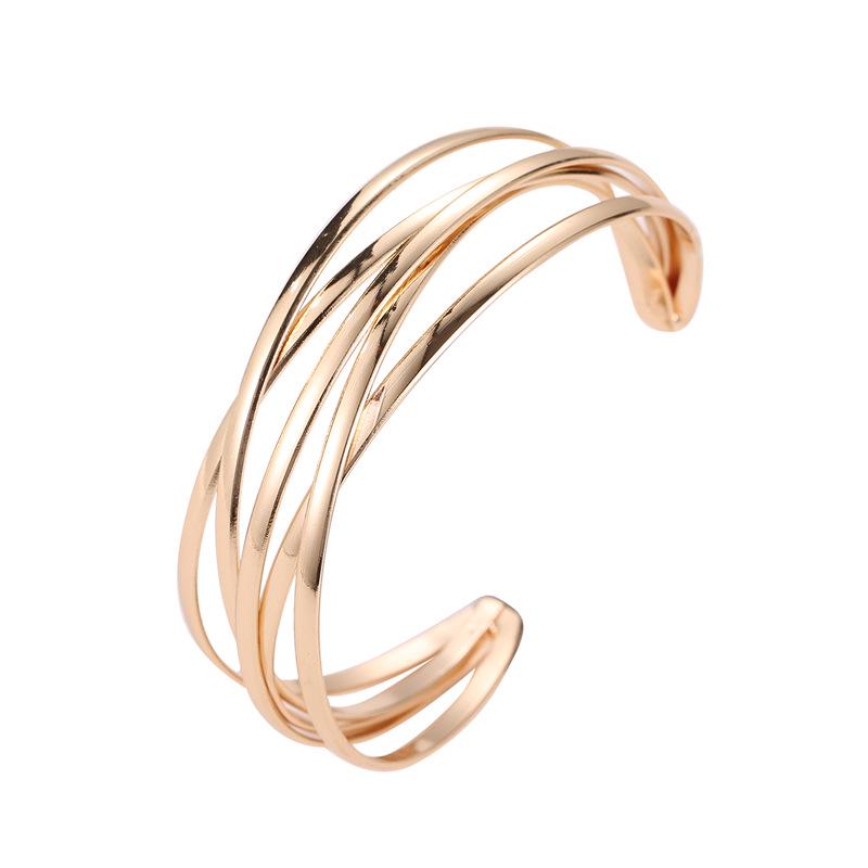 Gold Plated Multi-Layer Hammered Bangle Set, Thin Stackable Gold Bangles for Women