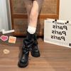 Hottie Platform Thick Heel Women Pipe Knight Boots Fashion Belt Buckle Shoes Female Punk Mid Calf Booties  De Muje
