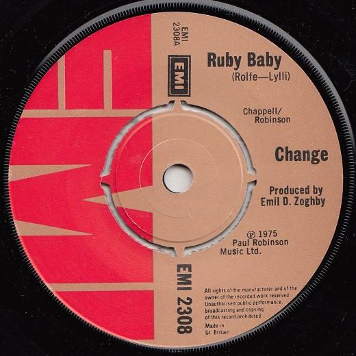 

7inch Record CHANGE - Ruby Baby EMI2308 EMI 1975 UK Pop Used