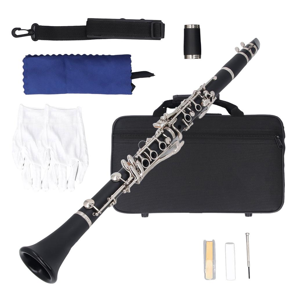 Professional Bb Clarinet Engineering Plastic 17 Keys B Flat Clarinet Instrument for Practice