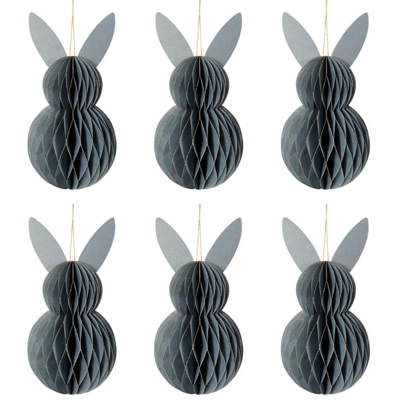 

6pcs Lovely Rabbit Honeycomb Ornaments Tree Hanging Pendants for Holiday Easy Decoration in Homes or Schools серый
