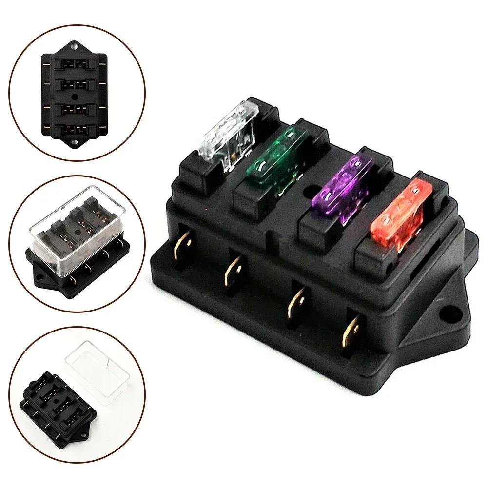 4 Way Automotive Circuit Controller Box Car Relay Fuse Holder Box Fusebox Universal Marine Kit Car Boat 12V/24V