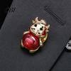 Decorative Coat Pin Golden Plated Alloy Cow Brooch, Red Faux Crystal Belly Cattle Lapel for Anti-oxidation Brooch Men Women, Animal Clothes