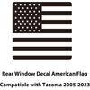 Rear Middle Window American Flag Decal For Toyota Tacoma      2018 2017 2016 2015-2005, Back Center Sliding Window Glass USA Flag Vinyl Sticker