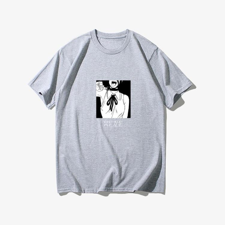 2025 Winter and Autumn Chainsaw Man Tshirt Bomb Devil Reze Merchandise Short Sleeve Anime Japanese Style Black Tshirt Clothing