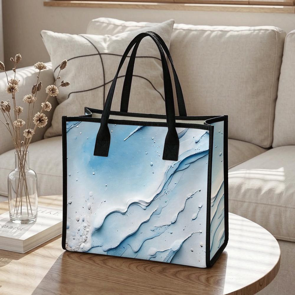 Fashion Water Pattern Printed Tote Bag Daily Casual Large Capacity Portable Shoulder Bag for Women