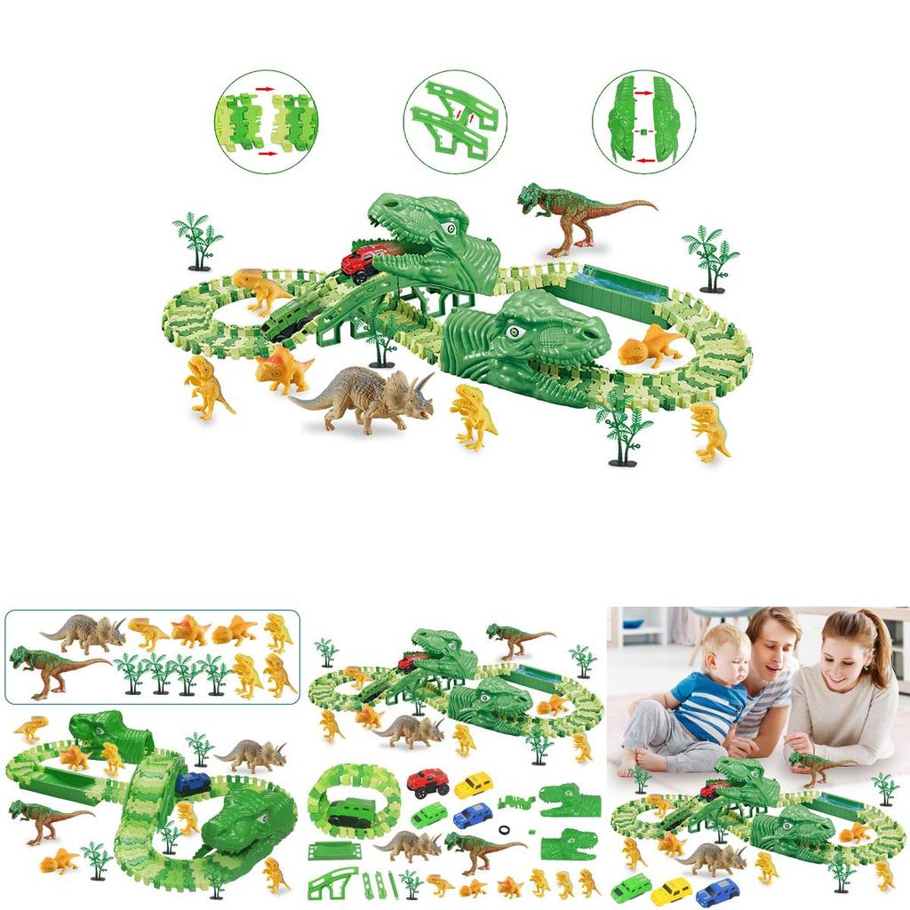 Exciting 165pcs Dinosaur Electric Rail Car Track Racing Toy Set For Endless Fun