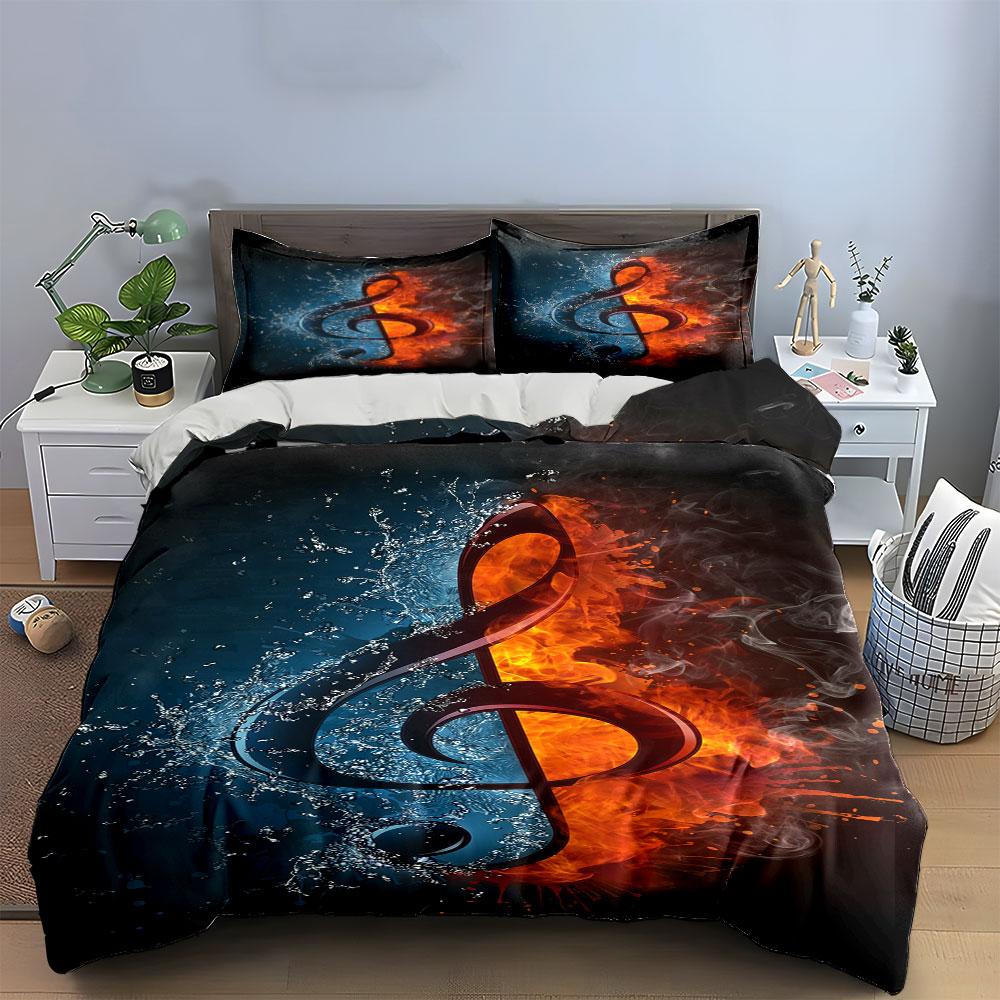 Fiery treble clef design. Bedding sets Duvet cover sets Duvet covers Pillowcases(1 * Duvet Cover 2 * Pillowcases without duvet insert)