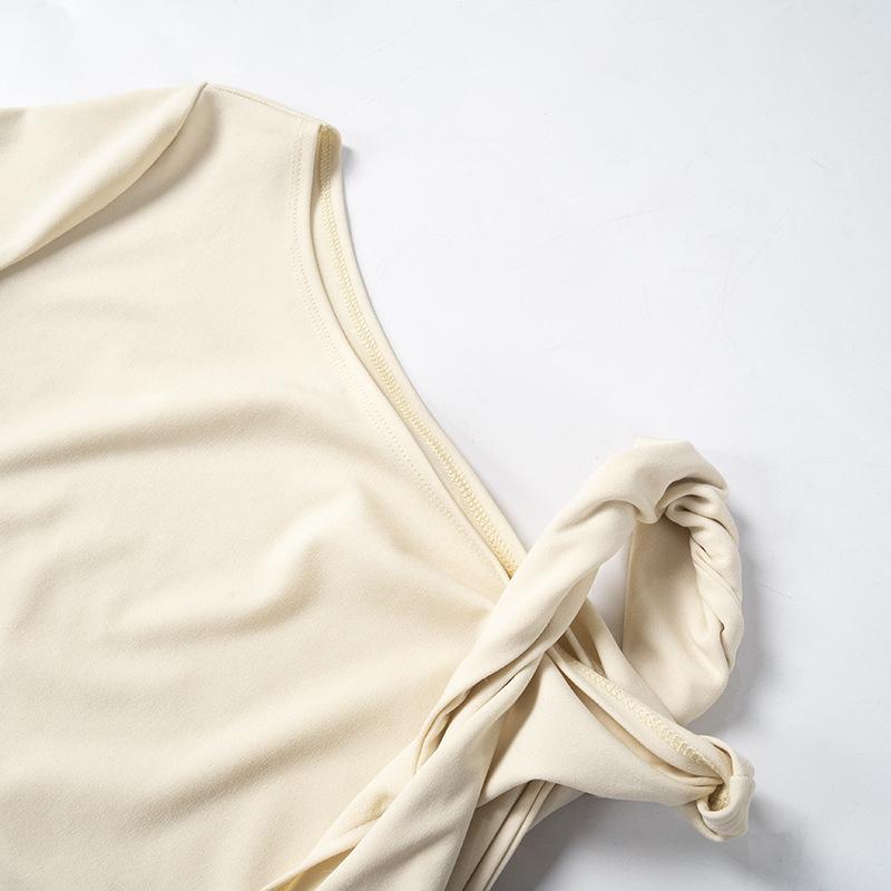 Damenmode Sommer Frühling Einfarbig Druck Kurzarm Schrägkragen Hohe Taille Freizeitkleider