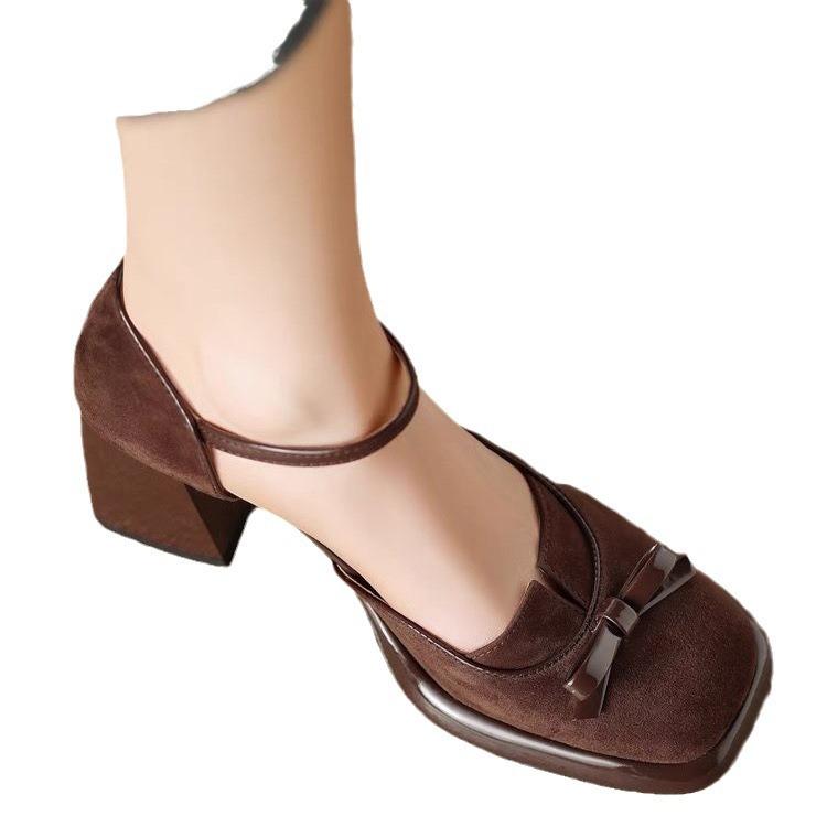 Light and elegant empty bag head sandals 2025 summer new fashionable and simple thick heel buckle high heels