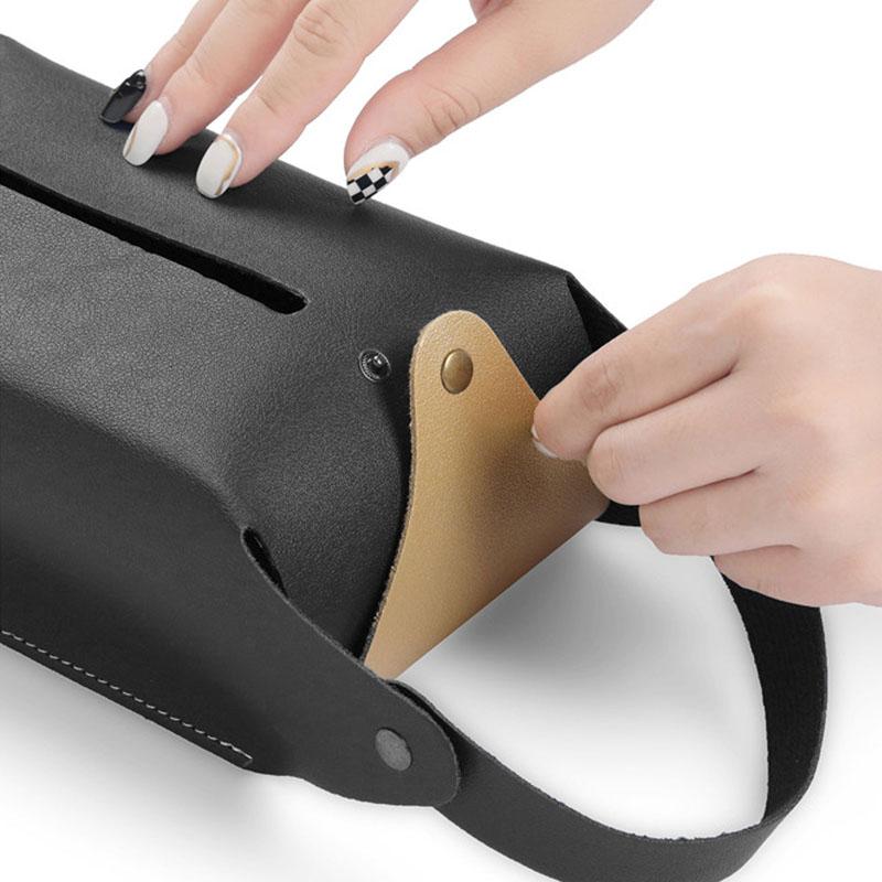 Car Hanging Tissue Box Leather Paper Towel Storage Truck Bag Family Trip Organizer Vehicle Decoration Headrest Tissue Holder