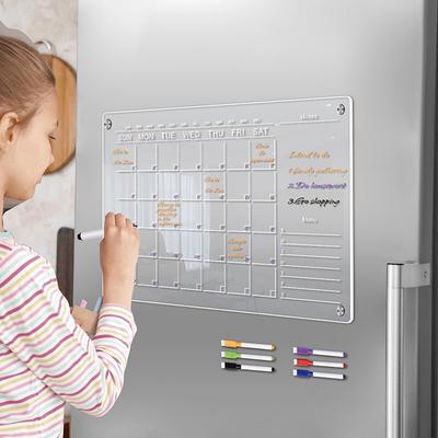 Kühlschrankmagnet-Aufkleber aus transparentem Acryl, Kalendertafel, Planer, täglich, wöchentlich, monatlich, trocken abwischbare Tafel für Zuhause, Schule, Büro