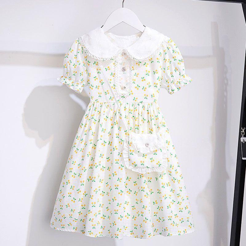 Girls Summer Floral Dress Short Sleeve Princess Fashionable Dress