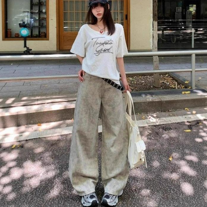 

Джинсы прямого кроя с принтом тай-дай женские осенние с высокой талией больших размеров сто ярдов с тонкими свободными брюками с широкими штанинами джинсы для женщин длинные джинсовые брюки 4XL