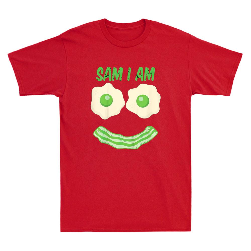 

Sam I Am Fried Funny Ham and Eggs Cartoon St Patrick Day Men TShirt Summer Fashion Casual Cotton Graphic T Shirts Streetwear S