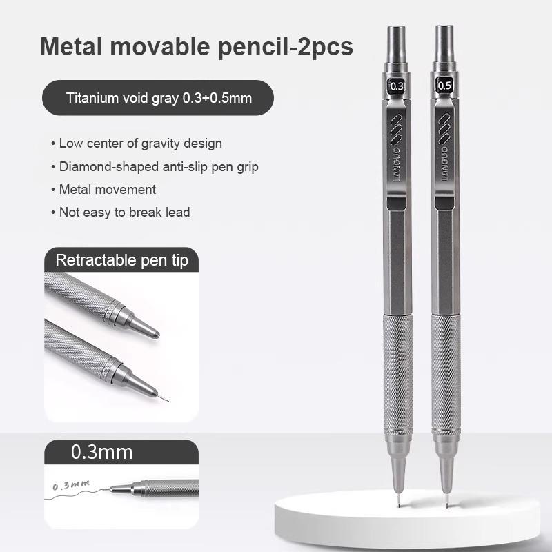 0.3 0.5 0.7 mm Full Metal Mechanical Pencil Low Center of Gravity Retractable Nib Automatic Pencils Art Drawing Sketch Pencil