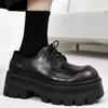 Men's Black 7CM Height-Increasing Derby Shoes - 2025 British Style, Thick Leather