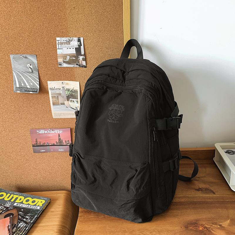 

High School Student Design School Bag Female, Junior High School Student College Style Backpack Solid Color College Student Simple Versatile Backpack чёрный