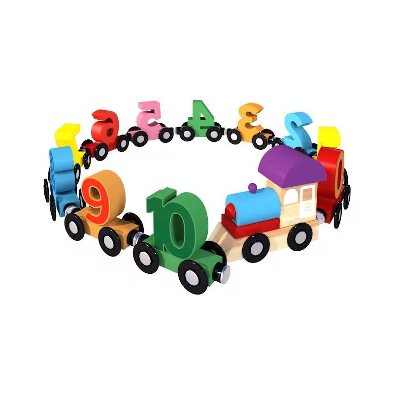 Magnetic Wooden Number Train: Educational Blocks for Children Ages 1-3