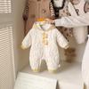 Cozy Fleece-Lined Winter Hooded Romper for Baby Boys & Girls - Thick Outdoor Wear for Infants