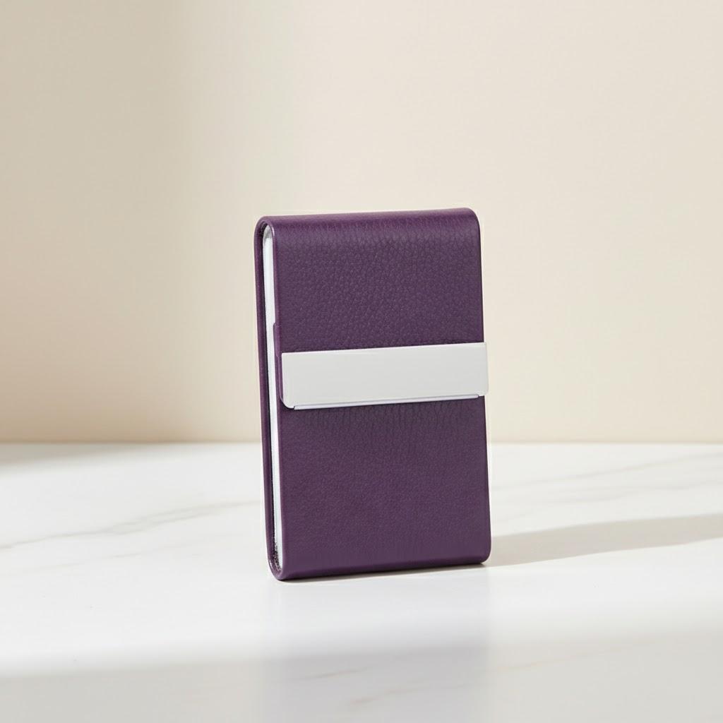 

RFID Blocking Card Holder Wallet Slim Leather Money Clip Pocket Case Organizer for Men Women Business Travel Credit Card Holder фіолетовий
