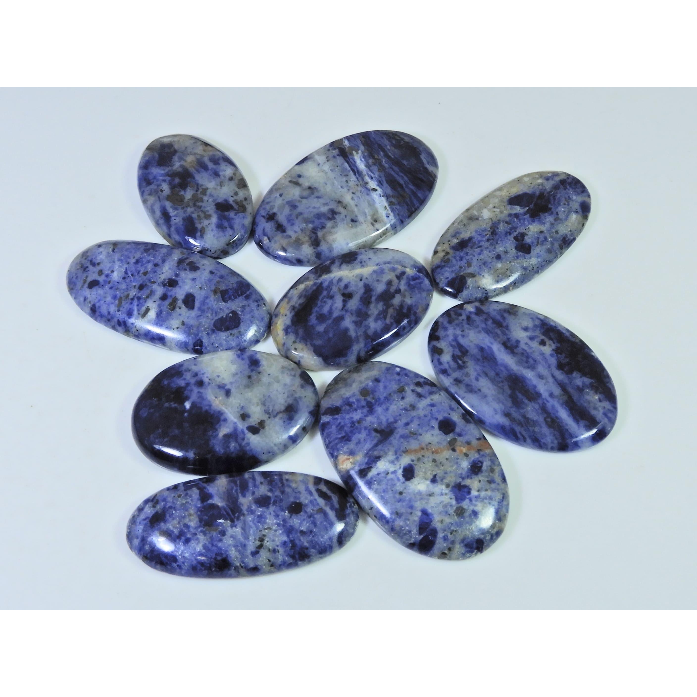 335Cts. Natural Blue Sodalite Oval Cabochon Loose Gemstone 09Pcs Lot 32-40MM C-1499