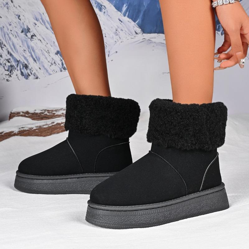 

New Style Flat Shoes, Sleeve Thick-soled One-step Shoes, Fleece and Thickened Warm Cotton Boots for Women 35 чёрный