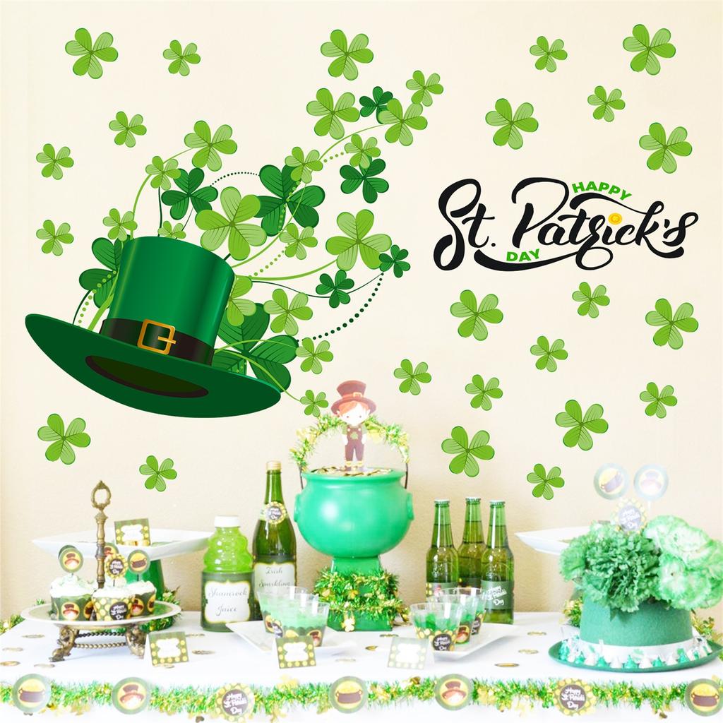 St. Patrick's Day Hat Wall Stickers Suitable for Bedroom Living Room Festive Atmosphere Decoration Stickers
