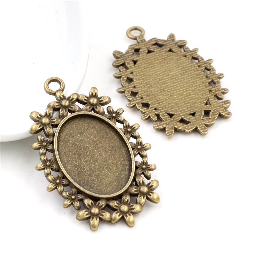 10 Stück 18x25mm Innenmaß Ovaler Anhänger Cabochon Leere Basis Fassung Fassungsschale DIY Halskette Schmuckherstellung Zubehör Fundstücke