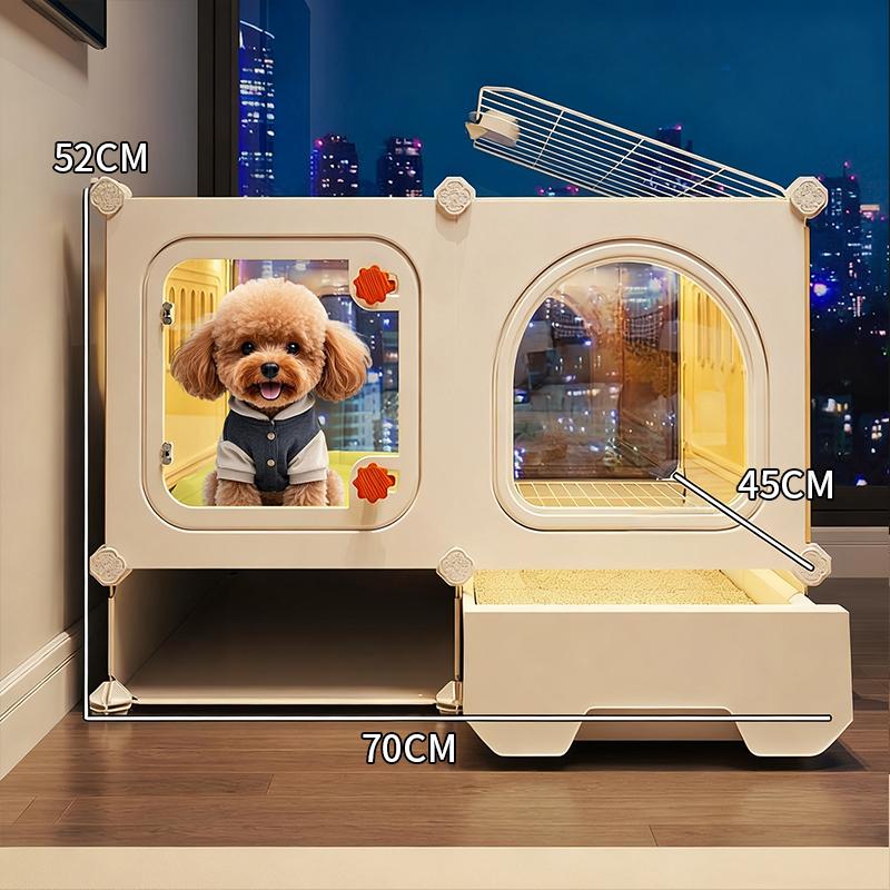 Einzimmer-Suite Hundekäfig Luxus Haustier-Villa mit Toilette Separater Bereich Teddy Hundehütte Premium Haustier-Residenzsystem Innen Zwinger