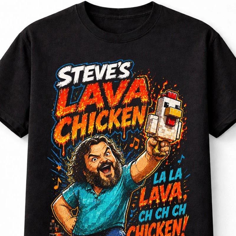 Minecraft Steves Lava Chicken Jack Black Movie Gamer Unisex TShirt S