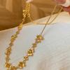 Vintage bubble sparkling diamond inlay brushed floral necklace high-end chain bracelet frosted exquisite wedding  sets