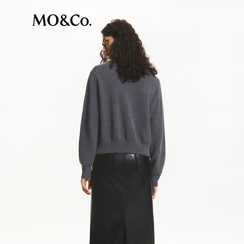 MO&Co. Removable Collar Merino Wool Cashmere Knit Cardigan