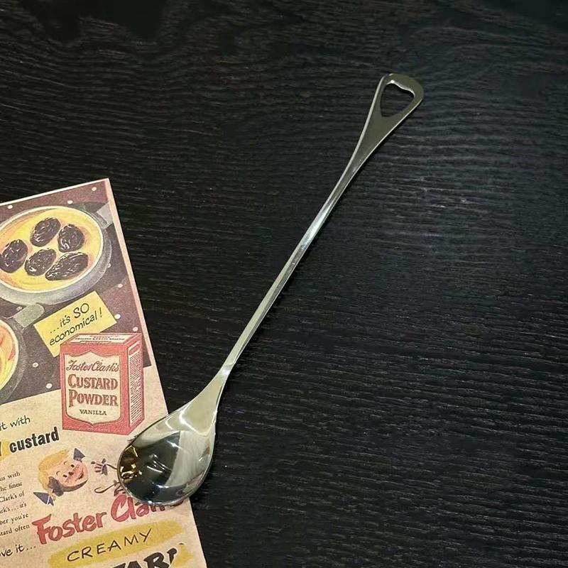 

Круглая ложка из нержавеющей стали, сетка, красная, золотистая, для ужина, с длинной ручкой, десертные ложки для перемешивания, кухонные аксессуары, гаджеты