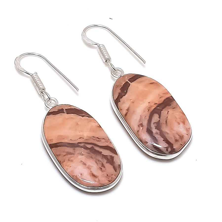 Natural Cappuccino Jasper 925 Sterling Silver Jewelry Earring 1.81  AE-12297