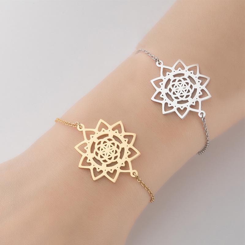 Pulsera Colgante Flor de Mandala de Lujo Ligero Europea y Americana - Diseño Fresco, Sencillo y Único