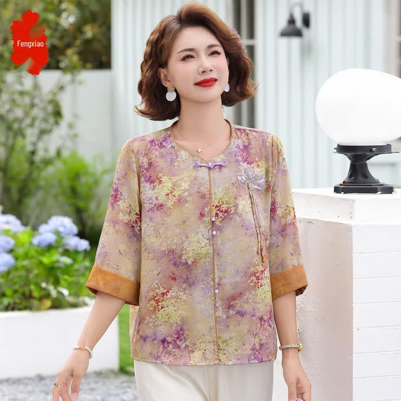 Fengxiao New Chinese Style Printed Summer Shirt XL