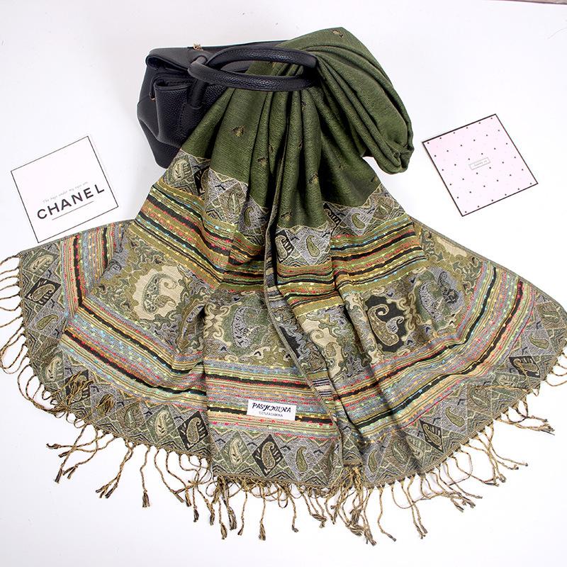Scarf Spring and Autumn Jacquard Long Scarf Women's Summer Air Conditioning Fringed Shawl Cashew Nut Scarf Scarf