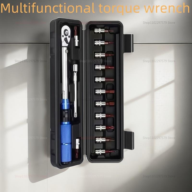 15Pcs Pre Adjustable Torque Wrench Set 1/4'' 2-24N.m Sleeve Removal Ratchet Auto Repair Tool For Automotive Maintenance