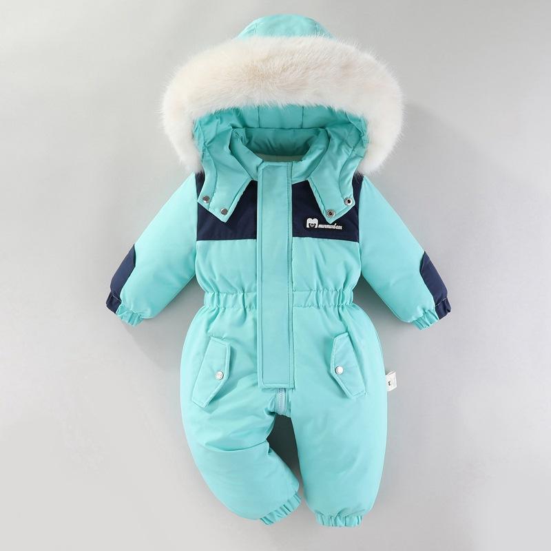 -30 Degree Winter Baby Ski Suit Jumpsuit Outwear Suits for Infants Baby Ski Suit Thick Baby Jumpsuit Waterproof Hooded for Girls Boys