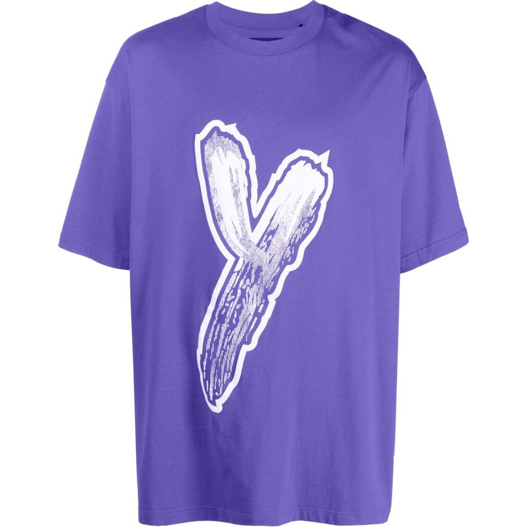Y-3 SS23 Logo Gradient Print Løstsittende Kortarmet T-skjorte Unisex Topper Lilla HY1273